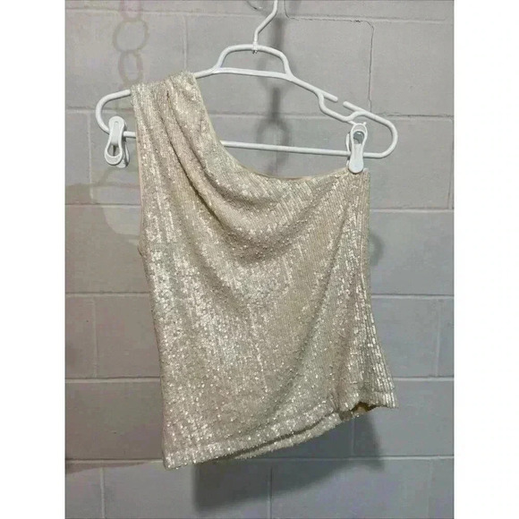 Generation Love Womens Tina Sequin Top SMALL in Shell One Shoulder Revolve Party - Picture 6 of 12